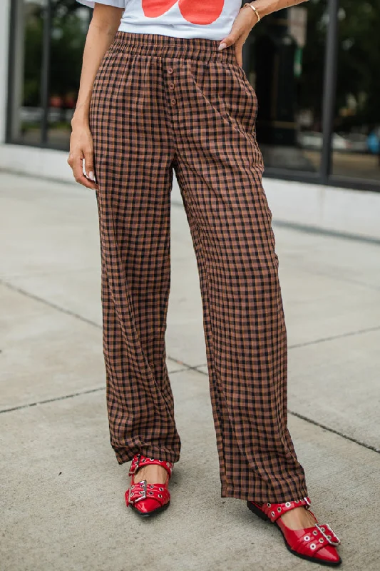 The Latest Trends Daydreamer Brown and Black Plaid Boxer Pants FINAL SALE