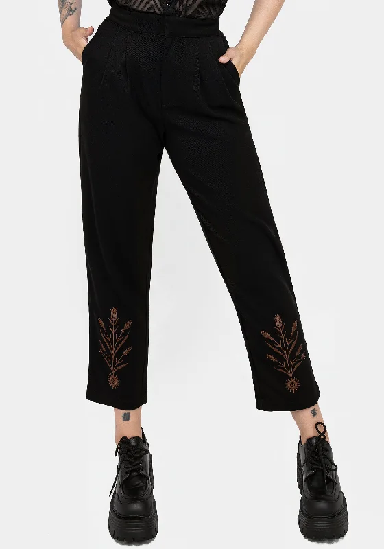 Comfort Centric Apparel Cybele Embroidered Tapered Trousers