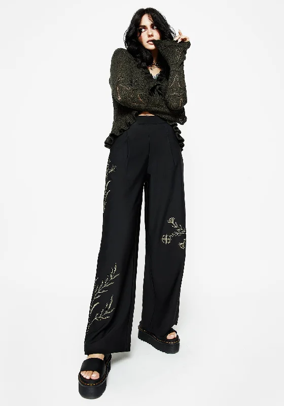 Online Boutique Stores Herald Embroidered Wide Leg Trousers