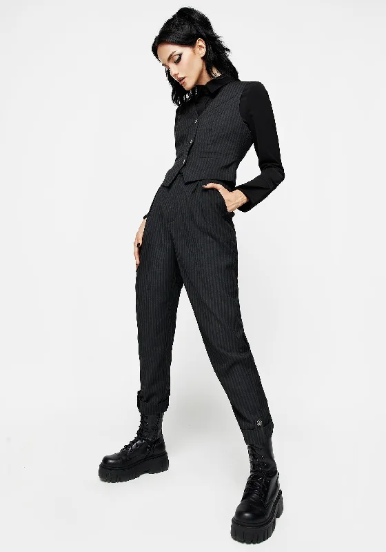 Stylish Women's Apparel Nevermore Pinstripe Tailored Trousers