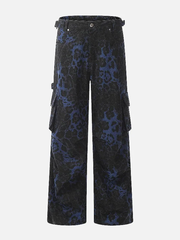 Sale On Sale Aelfric Eden Blue Leopard Print Cargo Pants