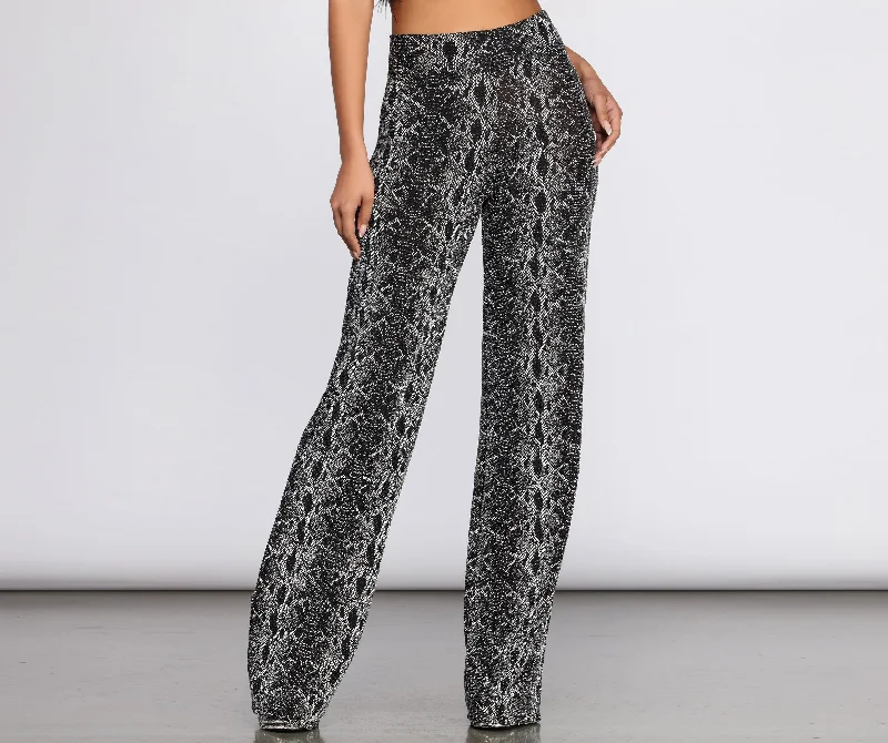 Must-Have Styles Glitter Snake Print Pants