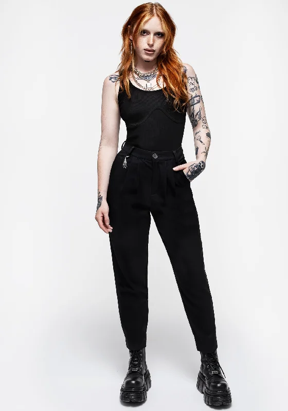 Durable Fashion Picks Malverde High Waist Tapered Trousers - Black