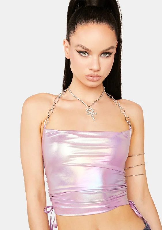 Fashion Sale Outta This World Holographic Top