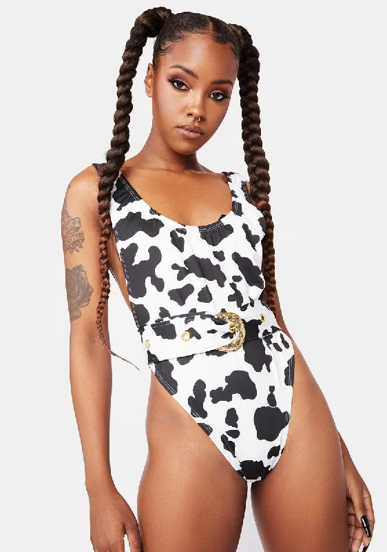 Trend Forward Threads Cow Print Venus One Piece