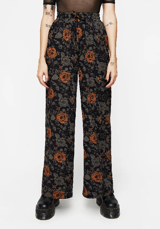 Evening Elegance Mortify Floral Print Wide Leg Trousers