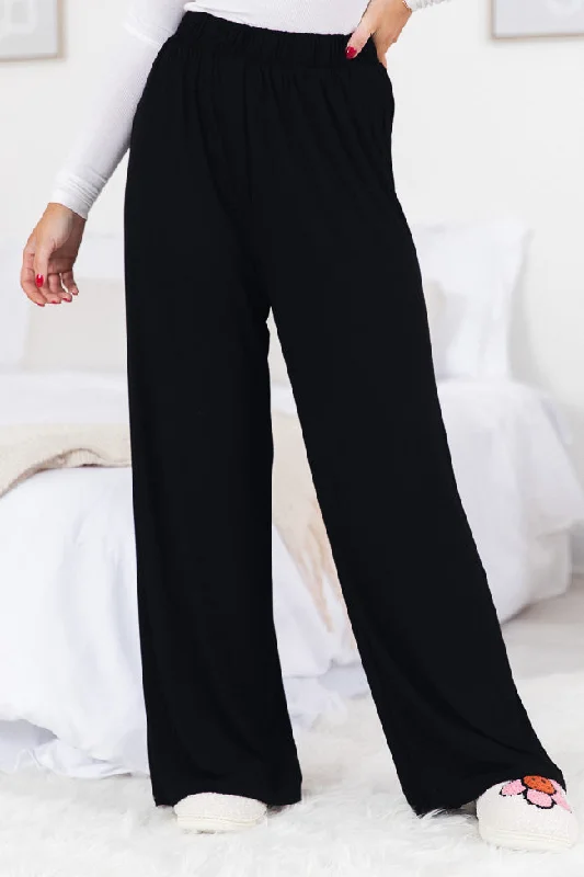 Big Discounts What You Have Black Flowy Lounge Pants