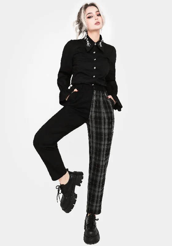 Timeless Elegance Redefined Checkmate High Waist Tapered Trousers