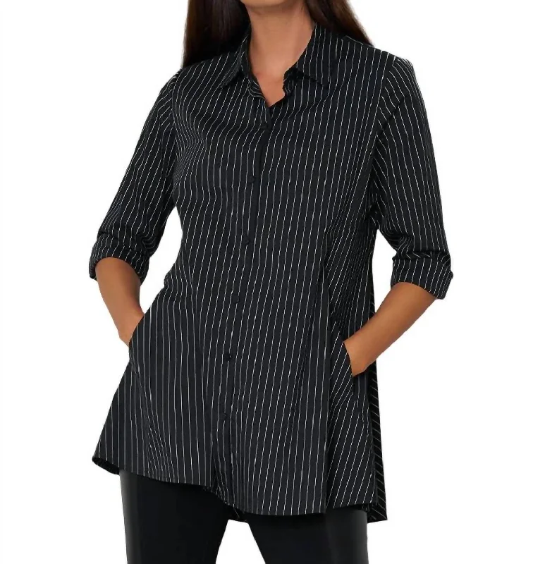 New Styles Just In Center Stage Shirt In Black Yarn Dye Stripe