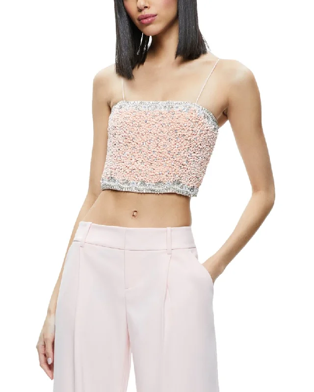 High-End Women's Apparel alice + olivia Ceresi Embellished Spaghetti Strap Top