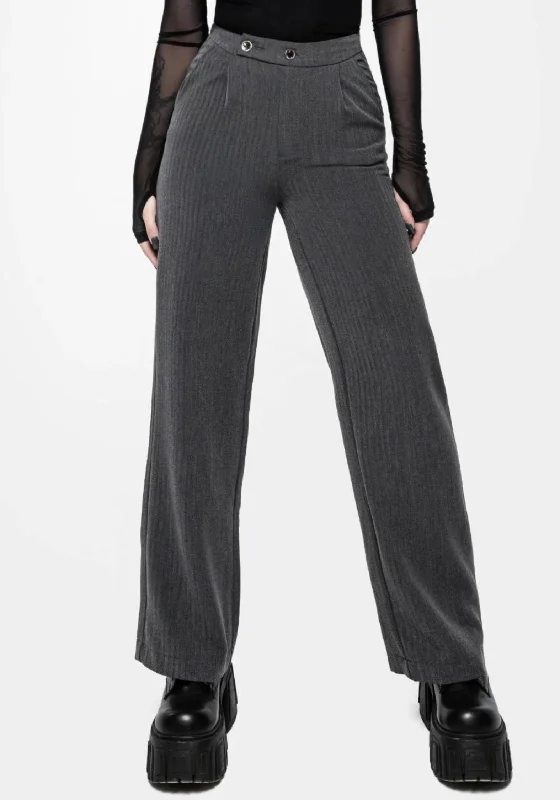 Chic Trend Collection Moonage Herringbone Tailored Trousers - Grey