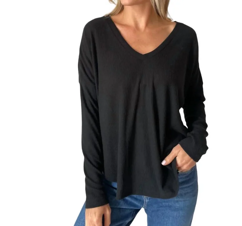 Casual Chic Cecilia Ribbed Everday Top In Black