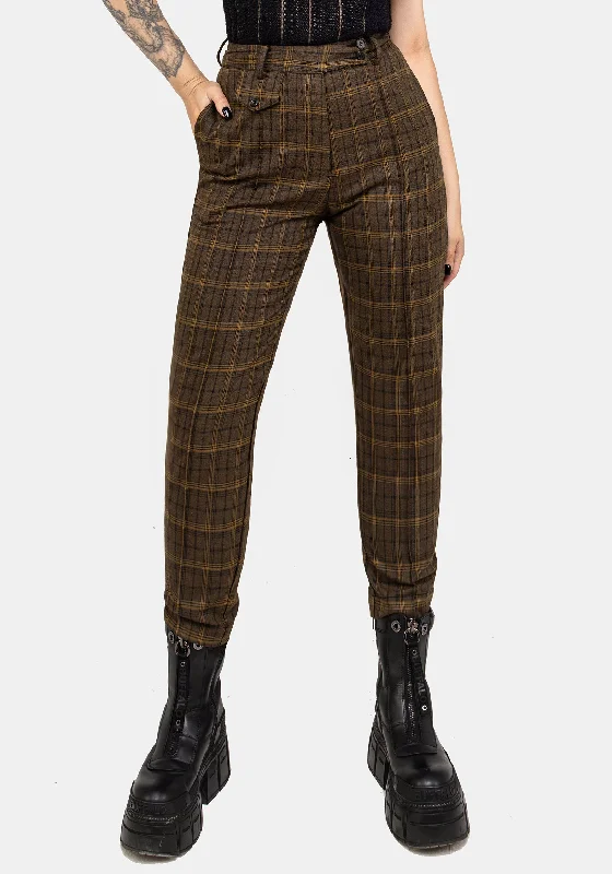 Classic Women's Fashion Heath Check Tapered Trousers