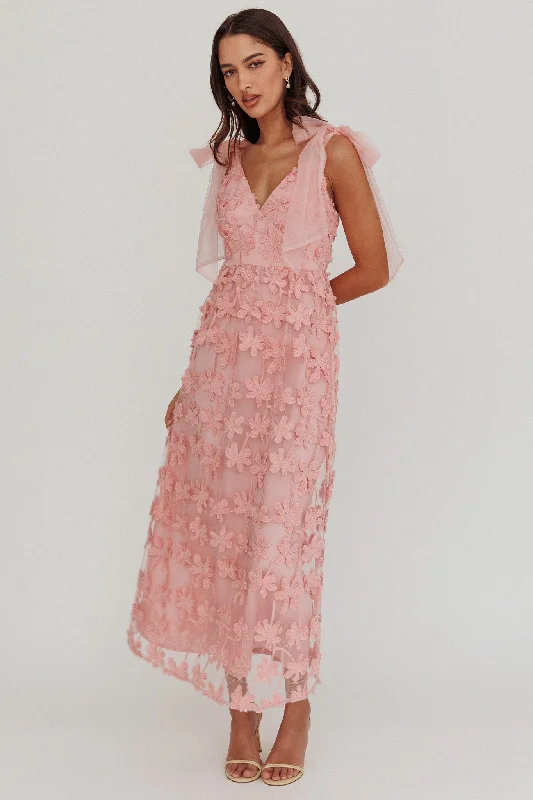 Forward Trendsetter Mykonos Morning Tied Shoulder Tree Maxi Dress Blush