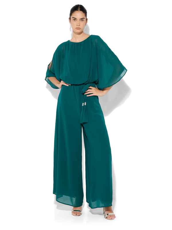 Odd Size Clearance Sale Lucien Emerald Chiffon Jumpsuit