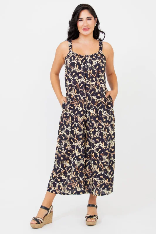 Budget-Friendly Fashion Joanna Jumpsuit, Leopard, Linen Bamboo