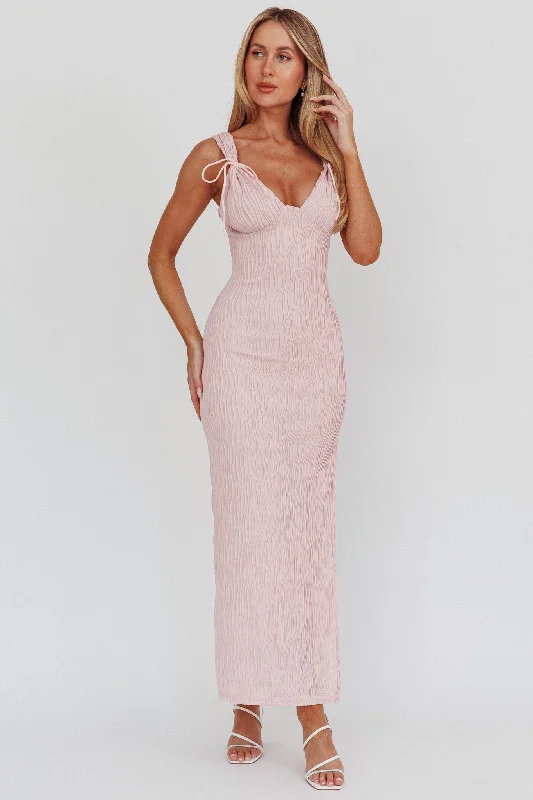 Holiday Discount In My Feels Textured Maxi Dress Blush