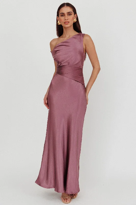 Casual Chic for Women Twilight Asymmetric Neckline Maxi Dress Grape