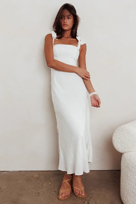 Fashion Forward, Function First Appreciate You Tied Shoulder Maxi Dress White