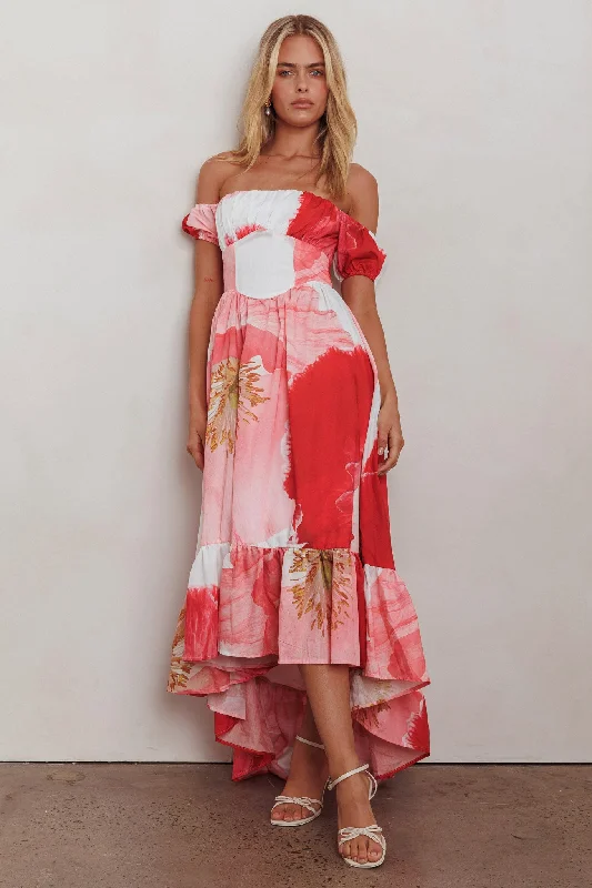 Casual and Comfortable Outfits Sunday Mornings Ruched Bust Maxi Dress Floral Blush