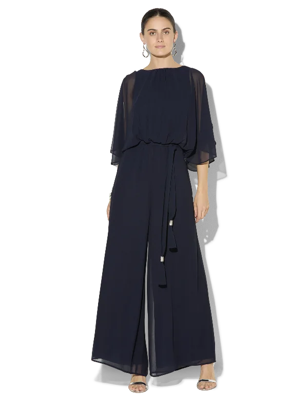 Unbeatable Deals Lucien Navy Chiffon Jumpsuit