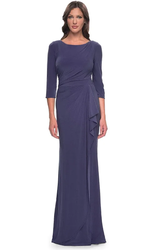 Trendy Street Style Attire La Femme 30814SC - Jersey Quarter Sleeve Evening Dress