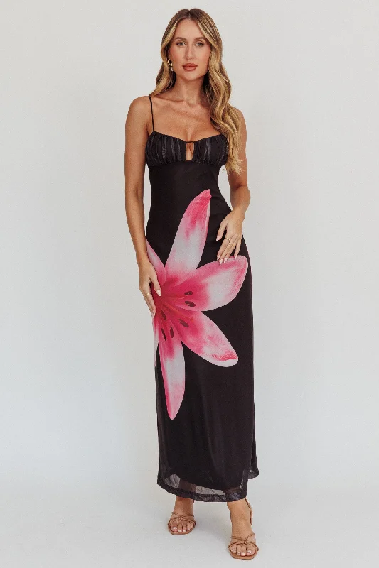 Limited Edition Kailua Floral Print Maxi Dress Black