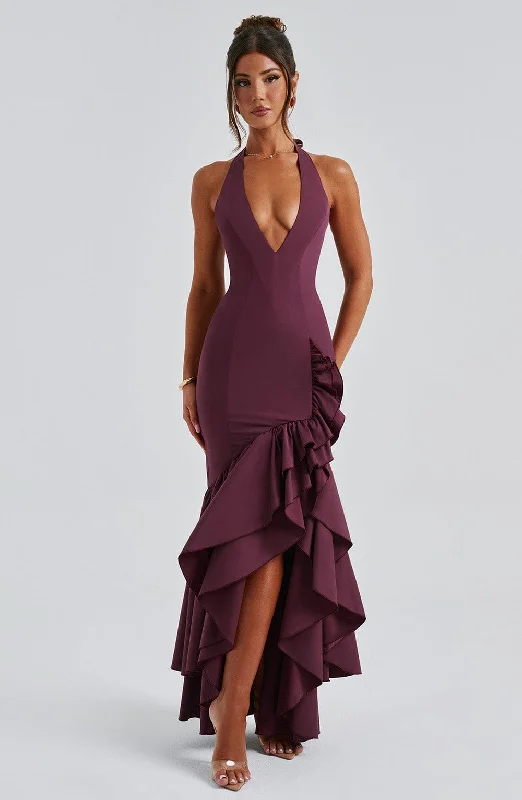 Online Boutiques Best Veronique Maxi Dress - Cherry Lacquer