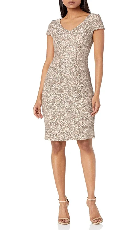 Women's Clothing Brands Alex Evenings 82122241 - Shimmer Lace Cocktail Dress