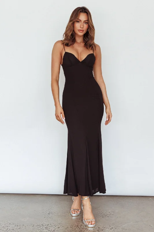 Stylish Savings Dreaming Of Paris Bodycon Mermaid Maxi Dress Black