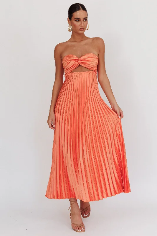 Season Offer Wicked Games Strapless Pleated Maxi Dress Orange