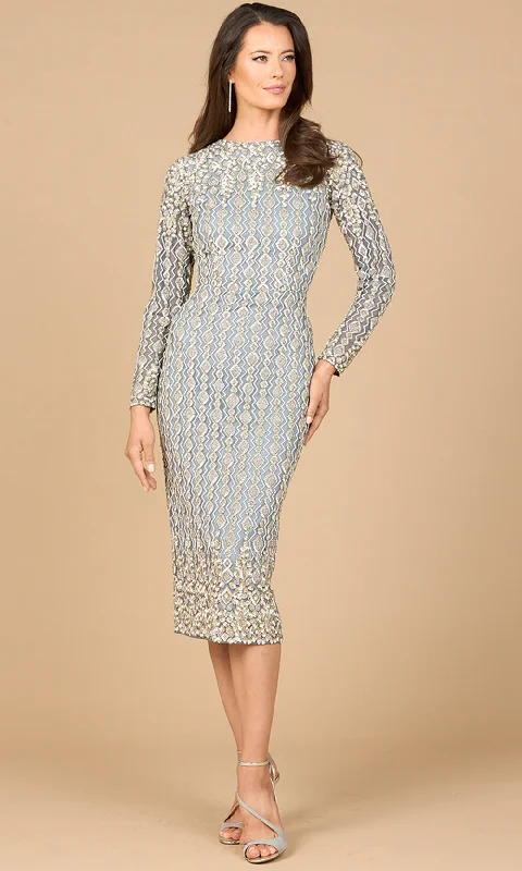 Seasonal Trends Lara Dresses 28982 - Long Sleeve Intricate Beaded Evening Dress