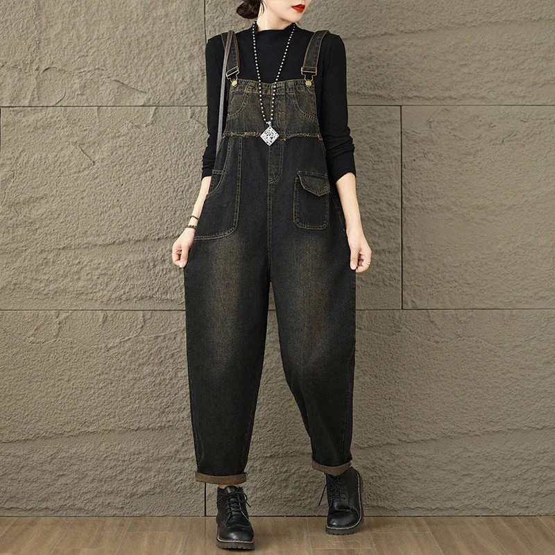 Trendy New Clothes Babakud Women Autumn Retro Plus Size Loose Retro Denim Jumpsuit