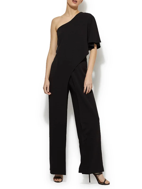 Explore What's New Harper Black One Shoulder Jumpsuit