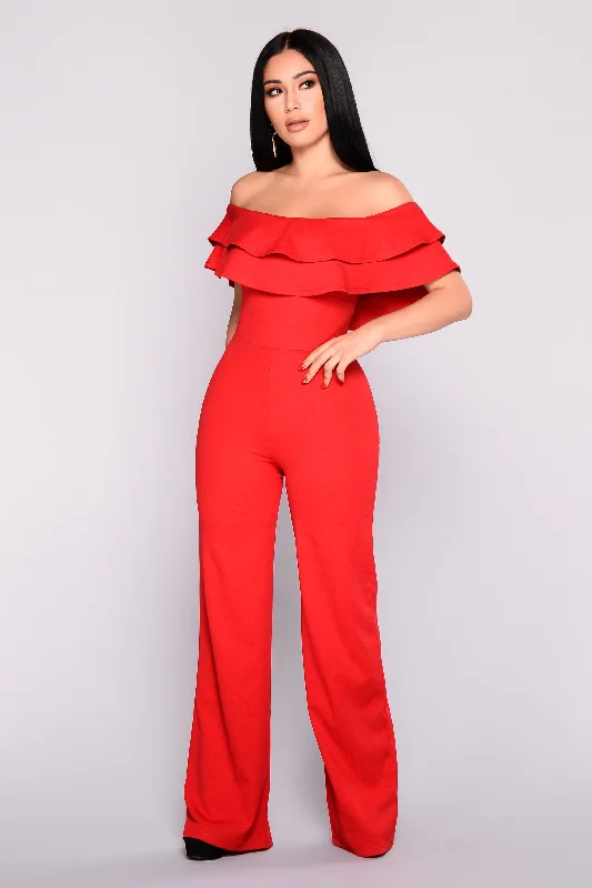 Gift Ideas Ready To Ruffle Jumpsuit - Red