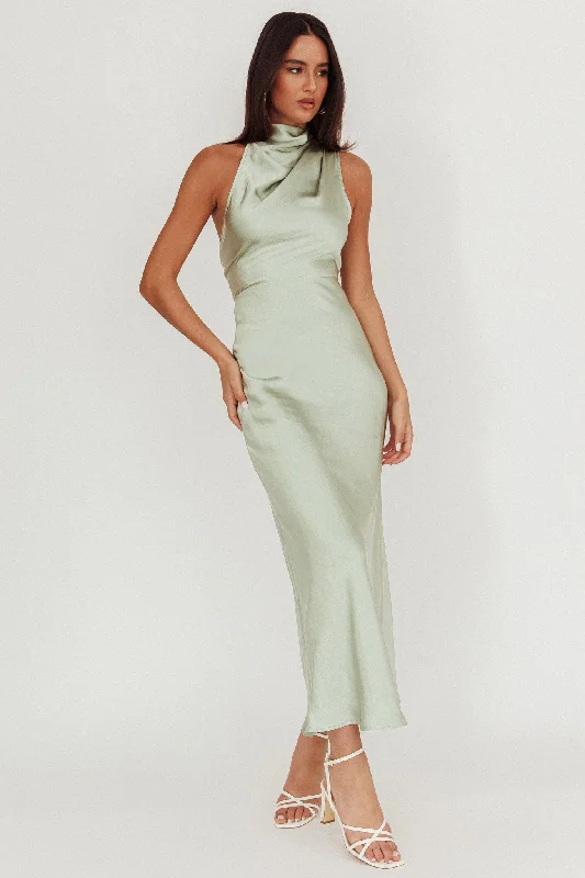 Attire Sale Shana Halterneck Maxi Dress Sage