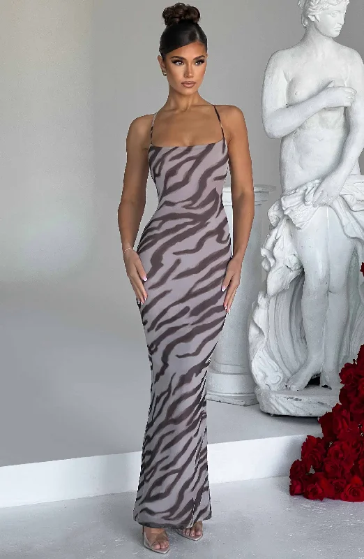 Comfy Women's Outfits for Daily Wear Nessa Maxi Dress - Zebra Print