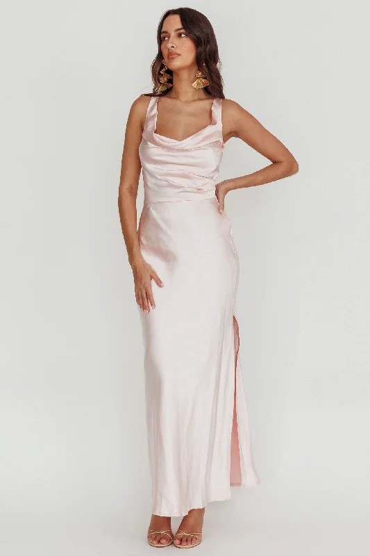 Chic And Trendy Sitara Tied Back Maxi Dress Blush