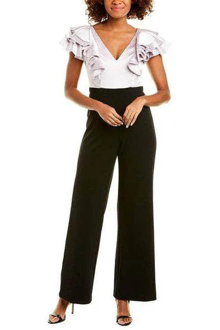 Trend Forward Threads Aidan Mattox MD1E204772 - Ruffle Sleeve V-Neck Jumpsuit