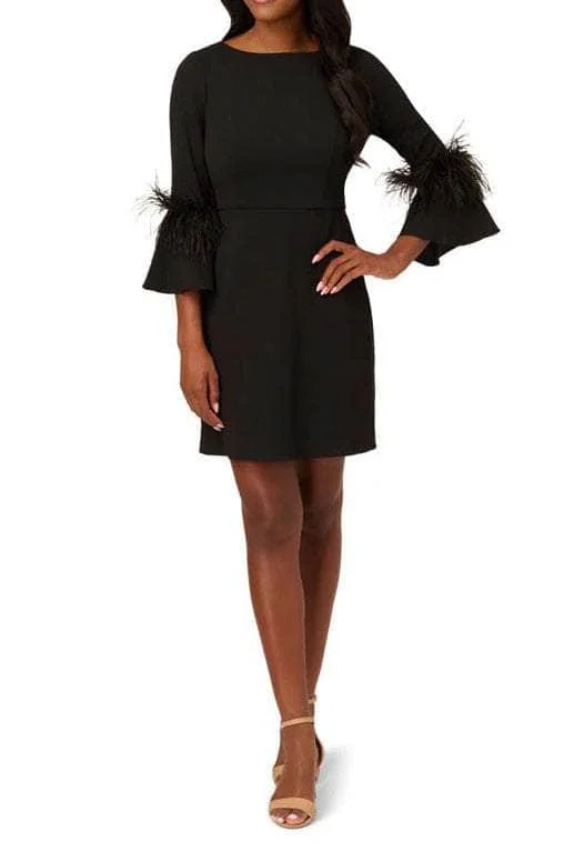 Dive Into Trendy Women's Fashion Adrianna Papell AP1D105175 - Feathered Bell Sleeve Cocktail Dress