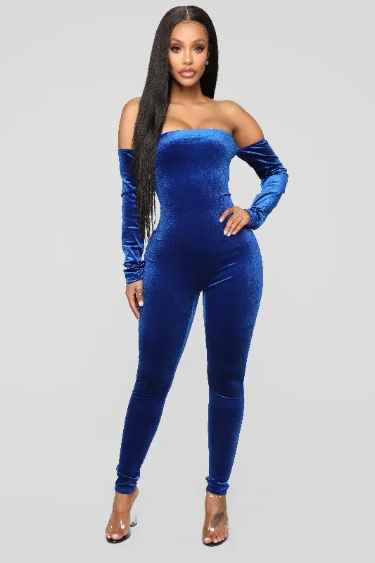 Limited Time Offer Soothe Velvet Jumpsuit - Royal Blue