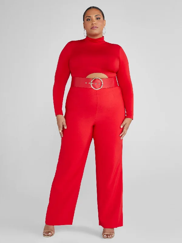 Outlet Clothing Geneva Cutout Belted Jumpsuit