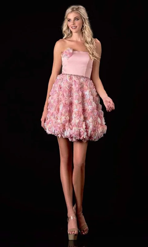 Chic Casual Wardrobe Essentials Terani Couture - 2112P4391 Strapless Floral A-Line Cocktail Dress