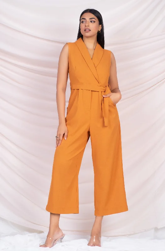 Casual Wear Wrap Style Cropped Jumpsuit