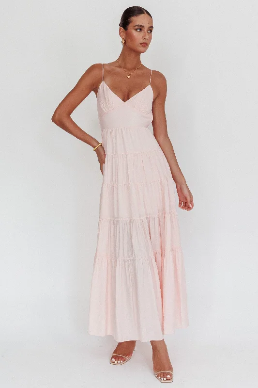 Modern Women's Fashion with Vintage Touches Main Attraction Cami Strap Maxi Dress Blush