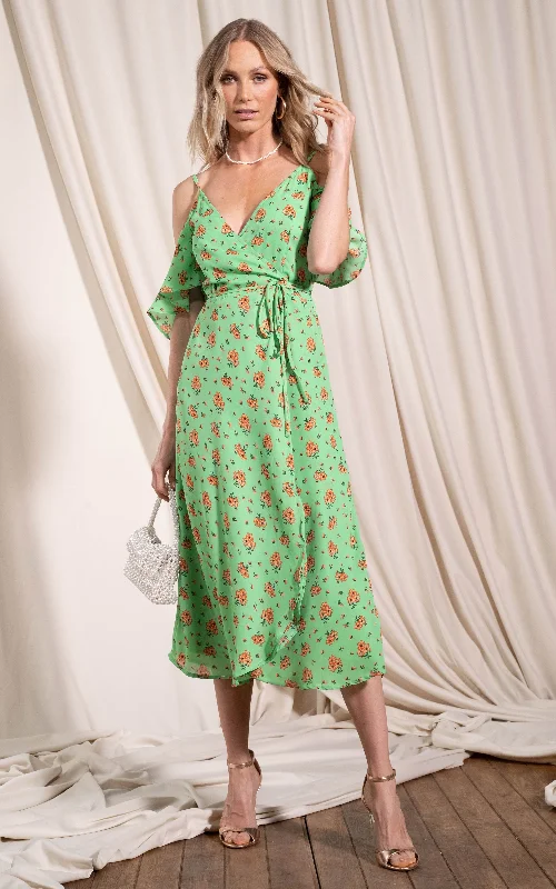 Seasonal Picks Ivy Dress In Green Daisy