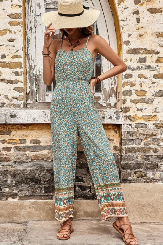 Graceful Fashion Bohemian Spaghetti Strap Low Back Jumpsuit