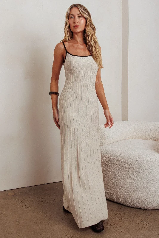 Clothing Woman Interstellar Contrast Knit Maxi Dress Oat