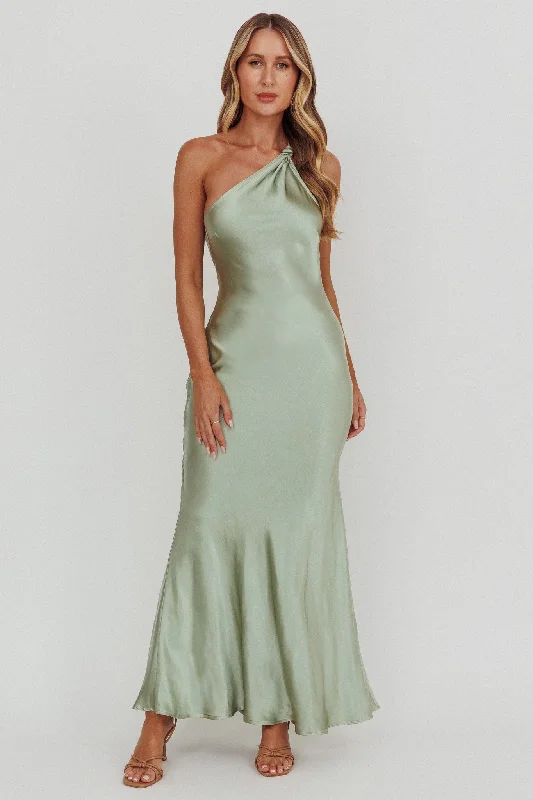 Top Deals Emmaline One-Shoulder Open Back Maxi Dress Sage