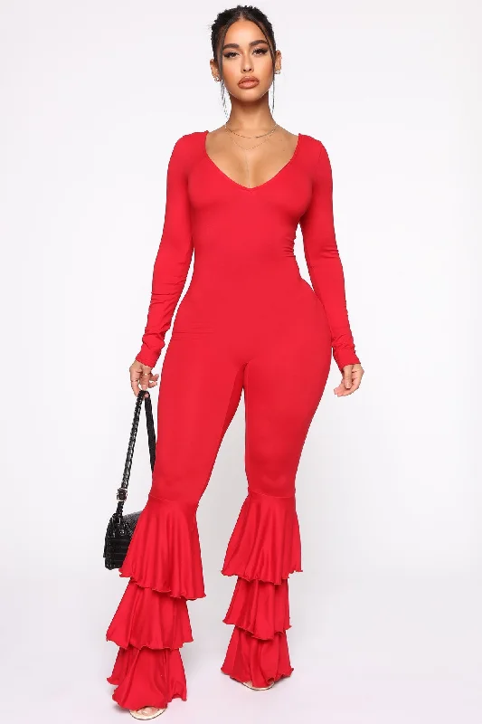 Big Discounts Señorita Ruffle Jumpsuit - Red